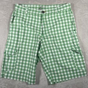 Nike Golf Dri-Fit Shorts Men's Size 32 Green Gingham‎ Check Plaid 10 Inch Inseam